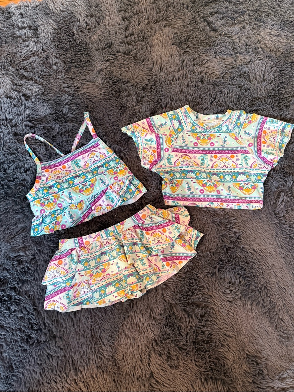 Garnet Hill Kids Multicolor Floral Mix Three Piece Set
